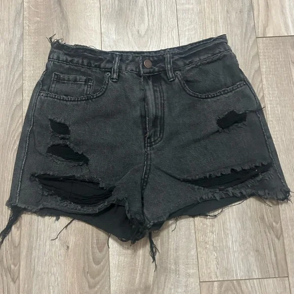 O'Neill Black Distressed Jean Shorts - Picture 1 of 2